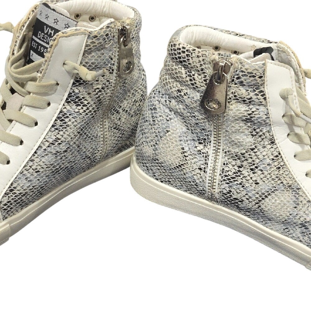 Vintage Havana VH Design Snakeskin High Top Sneakers Silver Metallic Zip Up 9 - Picture 2 of 9